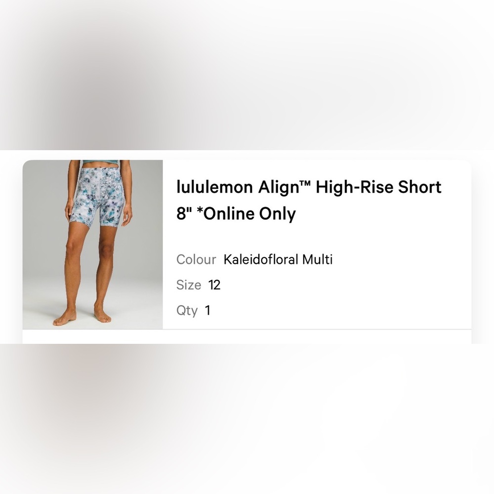lululemon align high rise shorts, 8” size 12 - Picture 6 of 6